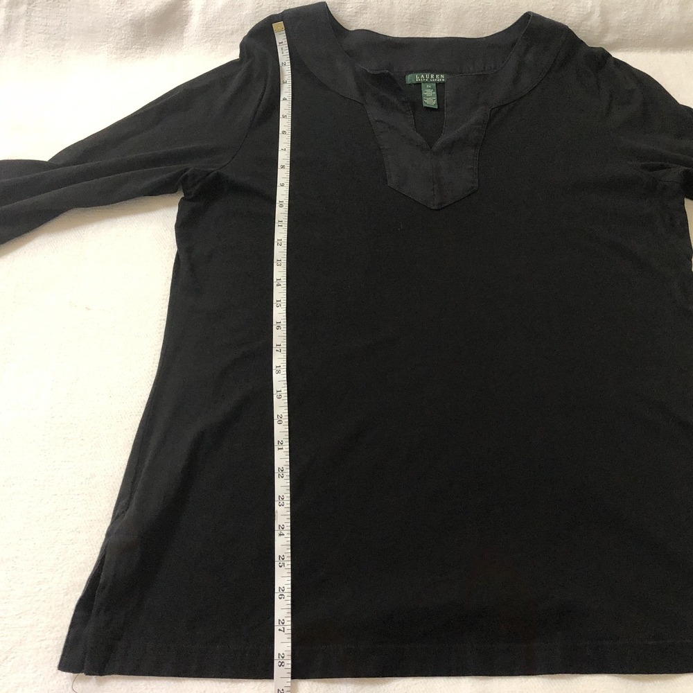 Lauren Ralph Lauren Shirt Womens 2X Black Cotton V Neck 3/4 Sleeve Tunic Top - Picture 8 of 9